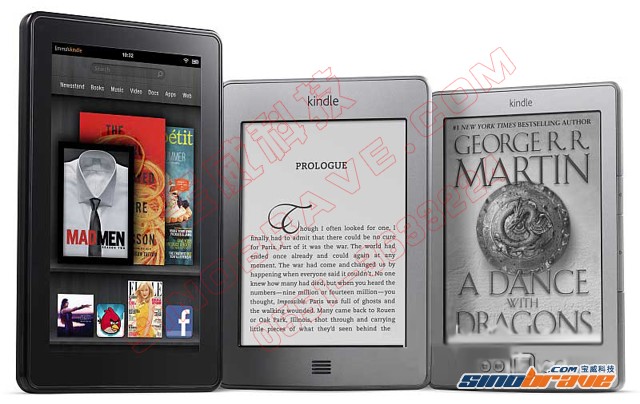 亚马逊发布带触摸面板功能电子书Kindle Fire